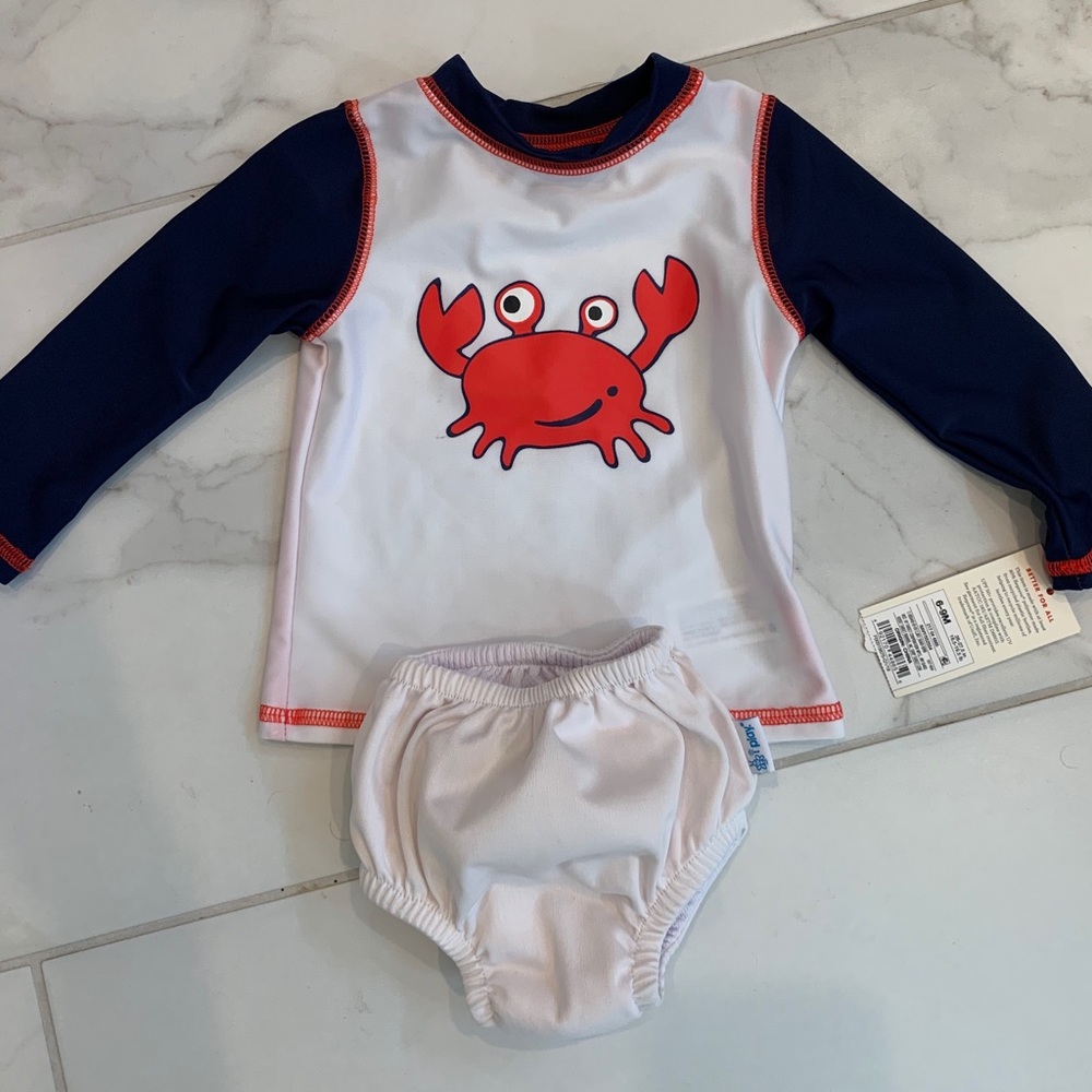 Cat and Jack 6-9 mo swim shirt & 6 mo iplay diaper